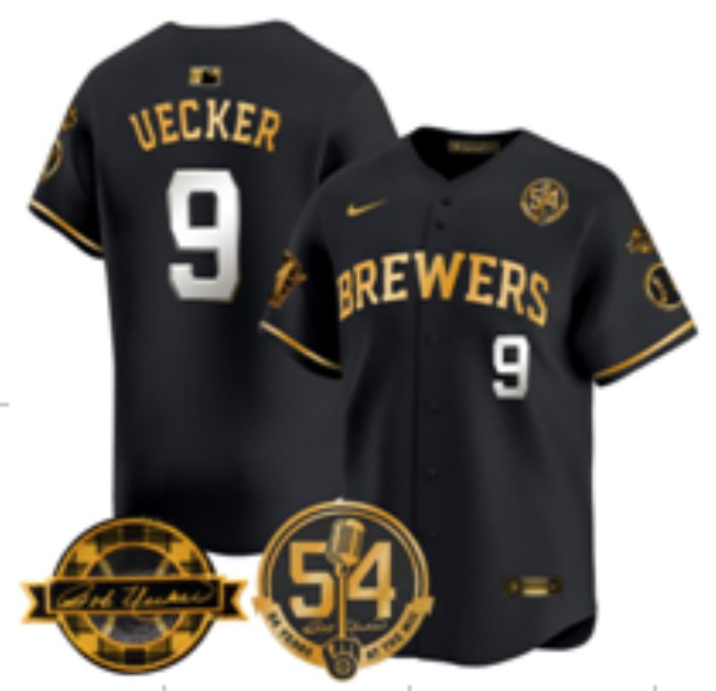Men Nike Milwaukee Brewers #9 Uecker black MLB 2025 jersey 01